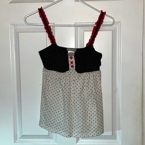 dELiA*s XS polka dot pink black white tank top